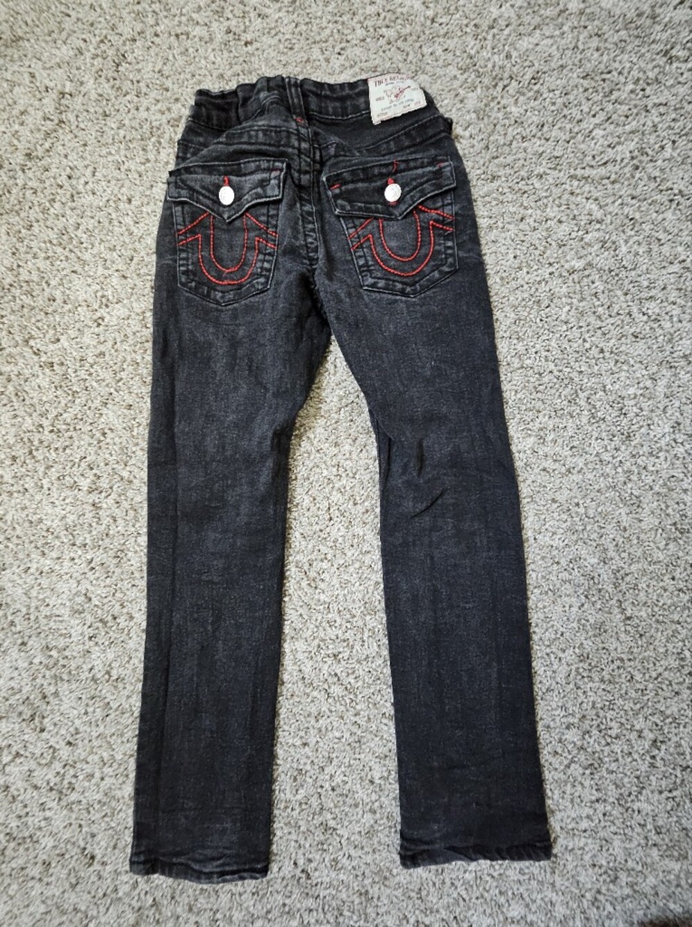 True Religion Kids Black Jeans with Red Stitching